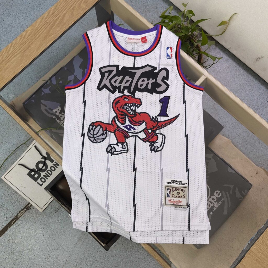 Nike NBA Toronto Raptors Tracy McGrady Jersey #1 | 2025 Limited Edition | 3D Dinosaur Embroidery | White/Purple | S-XXL