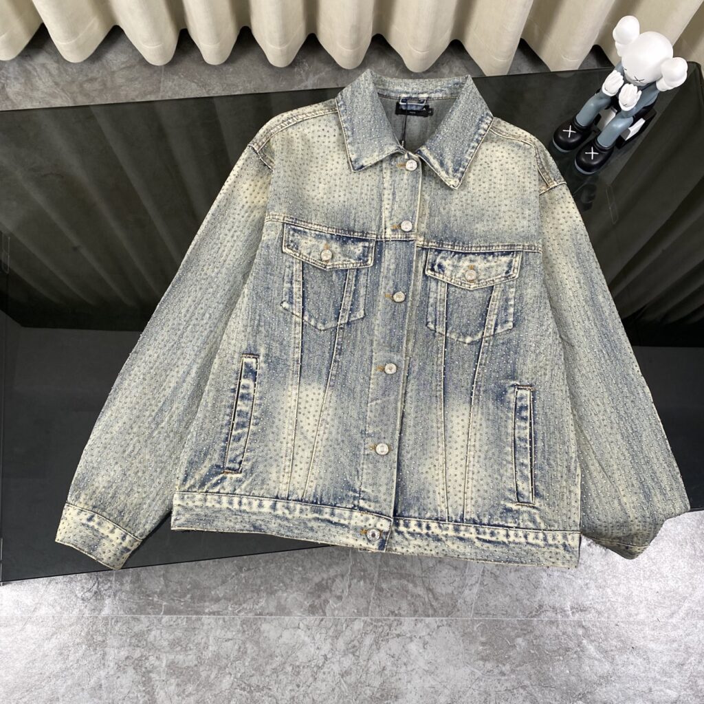 BALENCIAGA Full Crystal Denim Jacket | Swarovski Rhinestones | Runway Edition | Oversized Fit