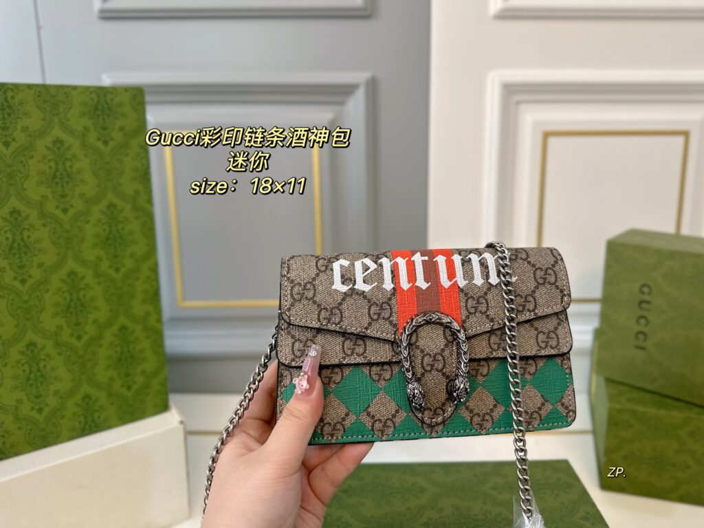 Gucci New Mini Dionysus Chain Bag with Folding Box (18×11cm) GG Monogram