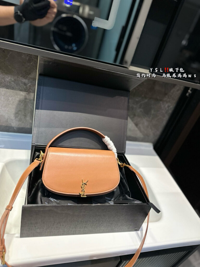 YSL 2024 Mini Voltaire Shoulder Bag (21*13cm) - Calfskin Underarm Bag with Foldable Gift Box