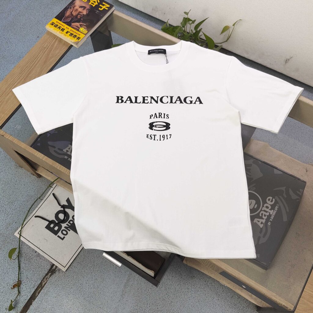 2025 Balenciaga 1917 Vintage Logo T-Shirt | Unisex Heavy Cotton Streetwear Tee | DG25672
