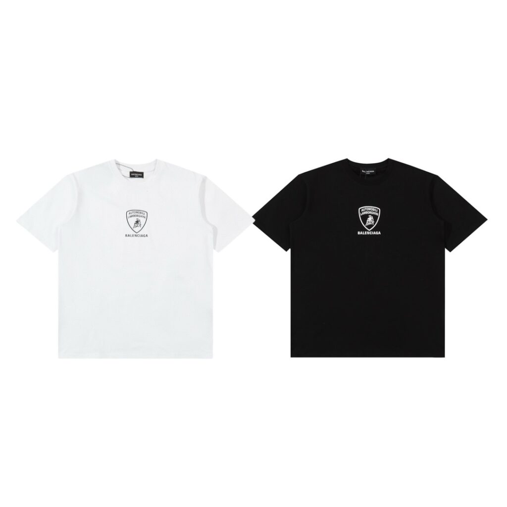 【BALENCIAGA×Automobili Collab】25SS Bull Logo Print T-Shirt | 260GSM Double Knit Cotton | Triple-Stitch Craft | Full Packaging | Unisex