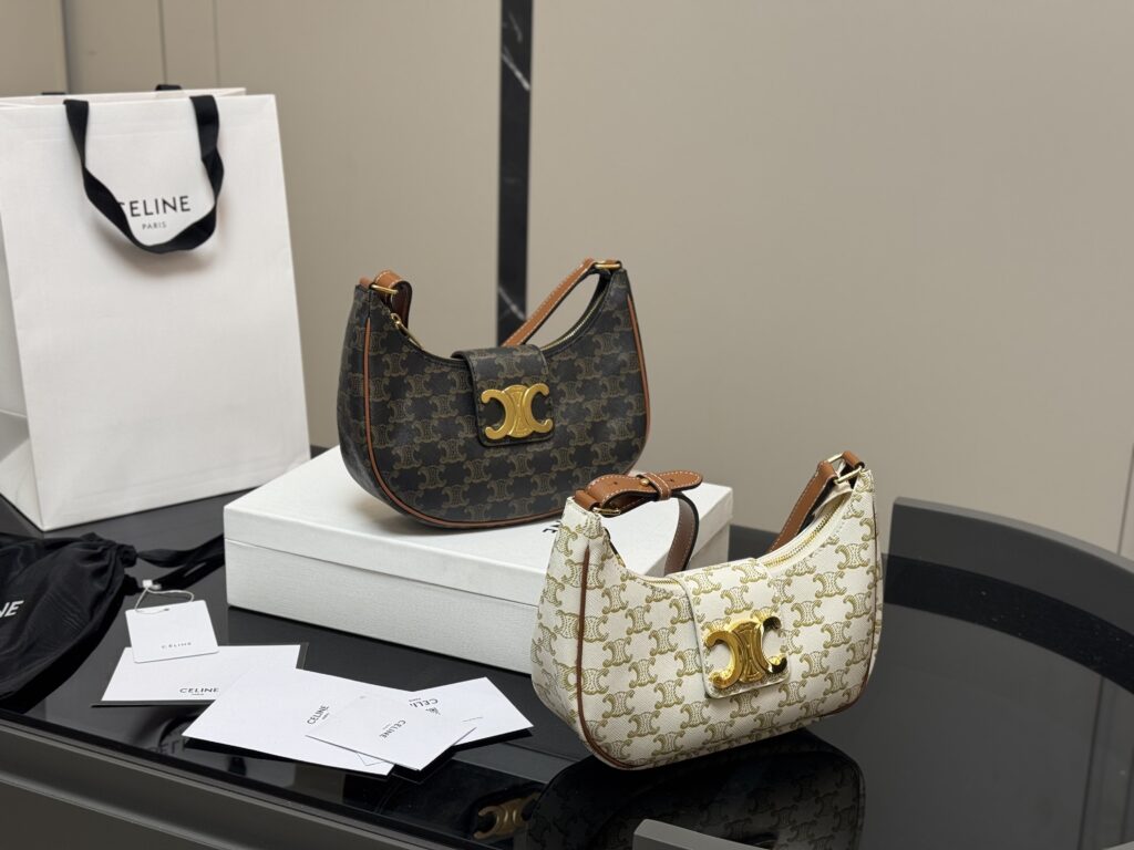 Celine Ava Monogram Underarm Bag - Crescent Shoulder Bag (24×20cm)