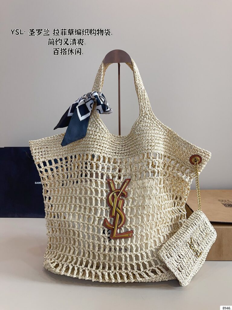 YSL Straw Shoulder Tote Bag - 45*43cm Oversized Vacation Bag (Handwoven)