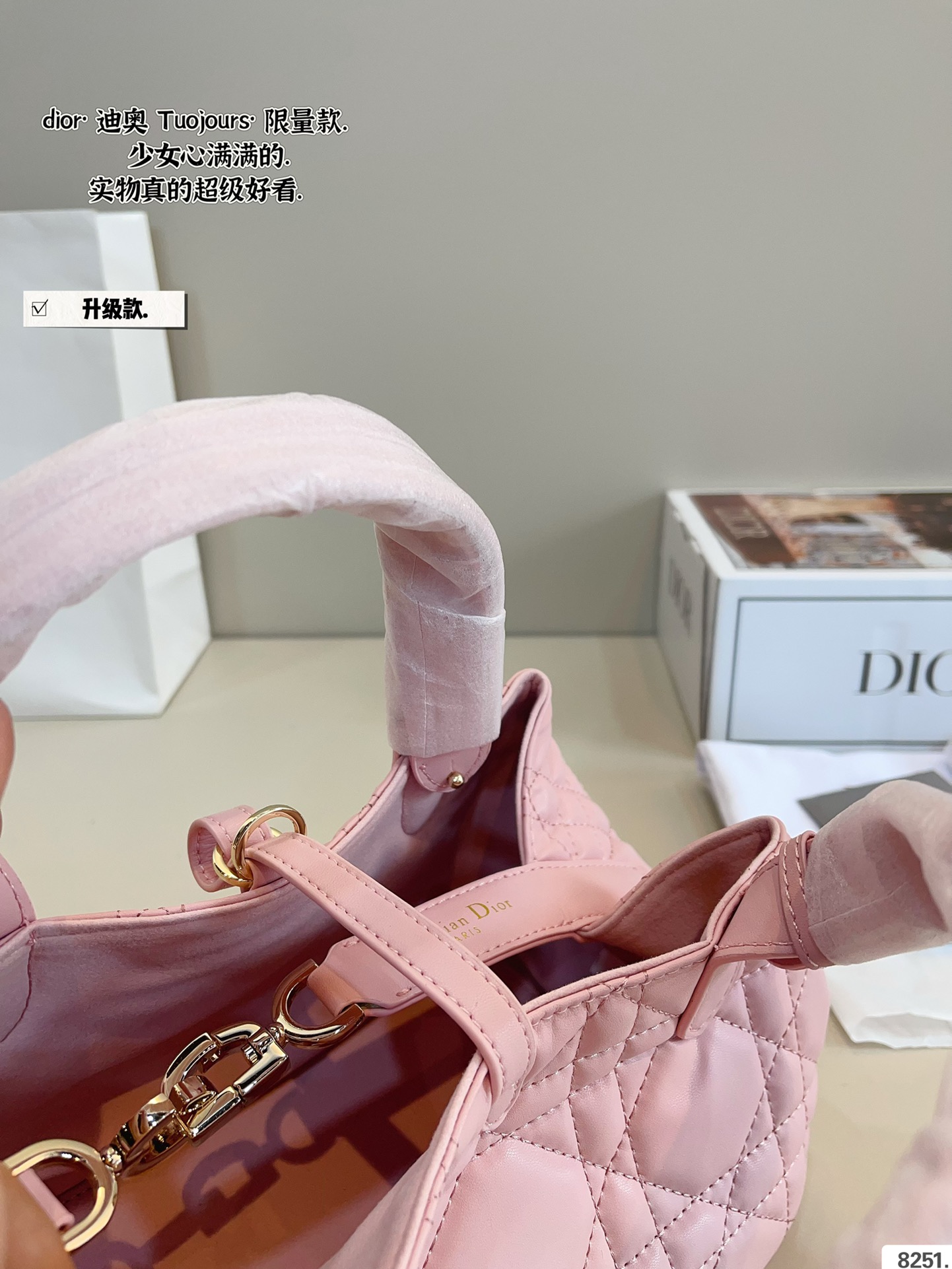 New Dior Toujours Tote Bag (Large 29cm/Small 22cm) with Elegant Gift Box - Image 9