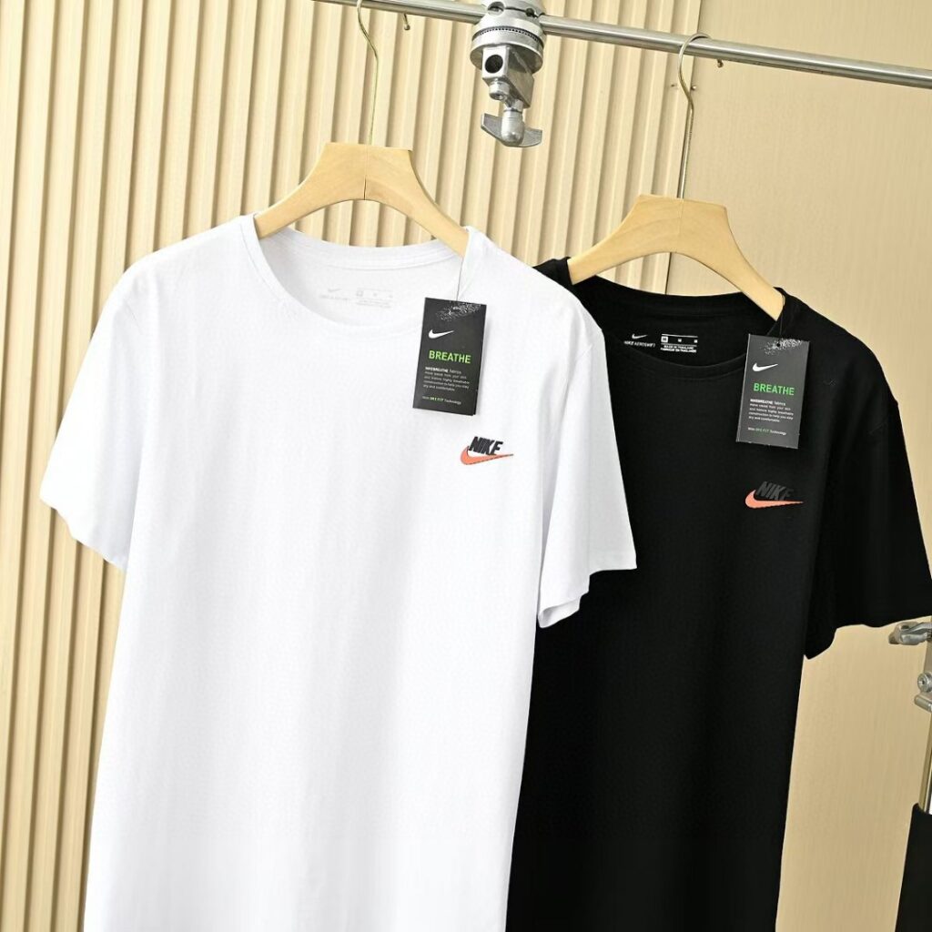 Nike Men's & Women's Classic Cotton T-Shirt – Ultra-Soft & Breathable (White/Black) | Unisex Essential Tee