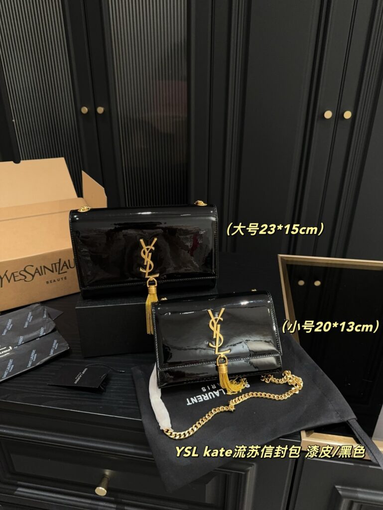 YSL Kate Patent Envelope Bag - Chain Strap (Large 23*15cm/Small 20*13cm) Full Packaging